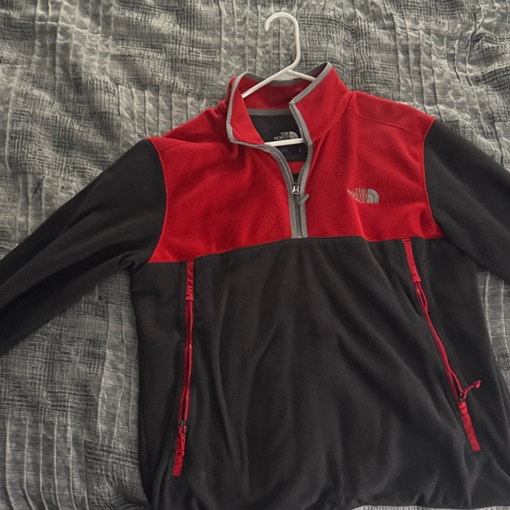 The North Face Red and Black Half-Zip Pullover